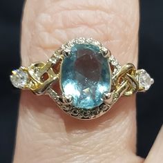 Blue Topaz Synthetic Stone * Nwot Yellow Goldtone & Silvertone Metal * Clear Crystal Accents Light Blue Gemstone, Blue Gemstone Ring, Blue Gemstone Rings, 6 Rings, Womens Jewelry Rings, Gemstone Ring, Clear Crystal, Blue And Silver, Blue Topaz