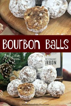 bourbon balls are piled on top of each other and ready to be eaten for christmas