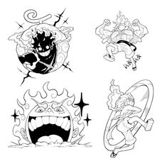 four different designs for tattoos on white paper