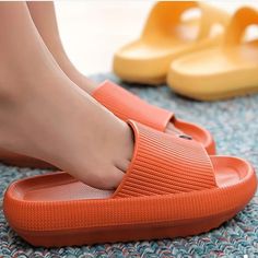 Women's Solid Color Slides, Lightweight Open Toe Slip On Shoes, Women's Casual Walking Shoes.. Soft And Flexible Upper And Outsole. Water Proof Soft Foam Slipp. Molded Cushion Foodbed. Non Slip Outsole Slide. 1.75-Inch Platform Slipper Sandals. Material....... Ethylene Vinly Acetate (Eva) Color ........ Orange Size........5.5 (6) Patterns........Solid Color Closures Type....Slip On Casual Summer Slippers, Good Gifts For Parents, Shower Slippers, Cloud Cushion, Slides Slippers, Take Off Your Shoes, Soft Slippers, Beach Slides, Summer Slippers