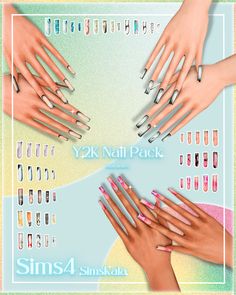 the nails are all different colors and sizes, but one is for each nail type