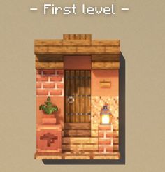 the first level of an old - fashioned video game with a door and brick wall