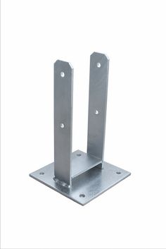 two metal brackets on a white background