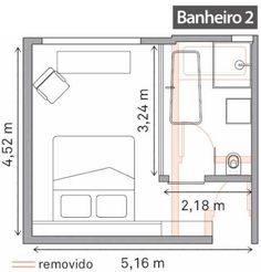 the floor plan for a small bedroom with a bed, desk and closet space in it