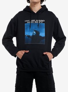 Billie Eilish's new album Hit Me Hard and Soft (2024) is finally here. Gear up for the occasion with  this hoodie featuring a blue-tinged portrait of Billie Eilish floating with eyes closed  and the album title above. Front kangaroo pocket and drawstring hood.Only available at Hot Topic!50% cotton; 50% polyesterWash cold; dry lowImportedListed in unisex sizesModel wears size Medium Billie Eilish Sweatshirt, Billie Eilish Things To Buy, Billie Merch, Billie Eilish Hoodie, Billie Eilish Merch, Billie Eilish Outfits, Silly Clothes, Bday Wishlist, Concert Fit