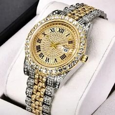 Stunning Unisex Full Rhinestone Two Toned Quartz Watch Beautiful Watches, Quartz Watch, Accessories Watches, Silver Gold, Women Accessories, Silver, Gold, Women Shopping, Color