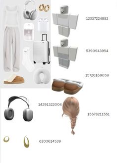 an image of various items that include headphones, ear phones and other things to wear