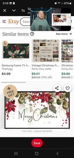 an image of christmas cards on the app