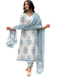 Nermosa Women Cotton Block Printed Kurta Pant With Dupatta Block Printed Kurta, Kurta Set For Women, Kurti Collection, Ethnic Looks, Kurta Set, Ethnic Wear, Set For Women