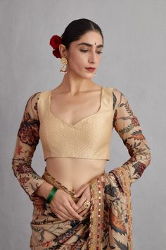 Torani-Natural Beige Chandan Revathi Blouse-INDIASPOPUP.COM Saree Blouse Long Sleeve, Long Sleeve Saree Blouse, Indian Mythology, Saree Blouses Online, Beige Blouse, Indian Blouse, Indian Textiles, Blouse Long Sleeve, Indian Fashion Designers