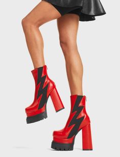 Red Platforms, Red Platform Boots, Goth Shoes, Red Platform, Platform Ankle Boots, Platform Boots, In Summer, Heel Height, Ankle Boots