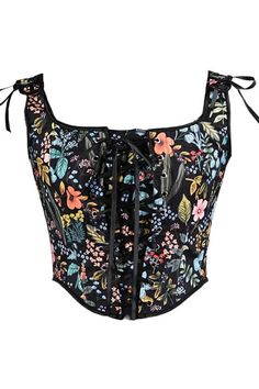 Vintage Plants Corset Crop Top For Women Floral Aesthetic Beach Banquet, Off The Shoulder Top Outfit, Shoulder Tops Outfit, Bar Night, Fashion Corset, Floral Vest, Evening Dinner, Lace Corset Top, Vintage Tank Top