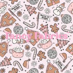 a pink wallpaper with lots of different items and the words fancy babies on it