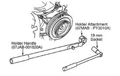 the diagram shows how to adjust the belt and pulley on a car's engine