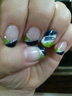 Seattle Seahawks on Pinterest | Seahawks, Russell Wilson and Hawks Seattle Seahawks Nails, Seahawks Nails Design, Seahawks Nails, Football Nail Art, Football Nails, Nfl Seahawks, 2019 Nails, Shellac Manicure