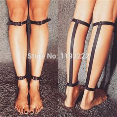 Harness Fashion, Leather Anklets, Leather Rivets, Diy Clothes Design, Leg Belt, Black And White Shoes, Fashion Belts, Foot Jewelry, Punk Goth