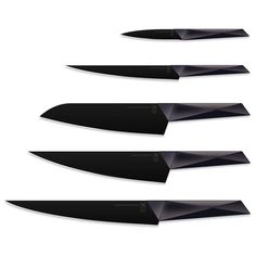 four knives are shown in black on a white background, with the blades facing upward