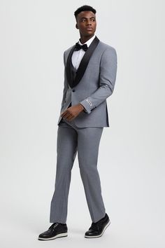 This one button tuxedo by Stacy Adams features a wide black satin shawl lapel, matching pants and vest. This comes in a hybrid fit (Sizes 34-44 = Slim Fit | Sizes 46+ = Modern Fit) Slim Fit Tuxedo Style Three-piece Suit, Tuxedo Suits For Black-tie Gala Events, Slim Fit Three-piece Tuxedo Suit, Semi-formal Satin Tuxedo Blazer, Luxury Black Satin Suit, Slim Fit Tuxedo Three-piece Suit With Notch Lapel, Tuxedo Style Three-piece Suit With Slim Fit, Business Satin Single Breasted Blazer, Single-breasted Satin Blazer For Business