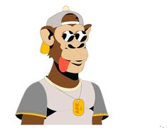 a cartoon monkey wearing sunglasses and a baseball cap with his tongue hanging out to the side