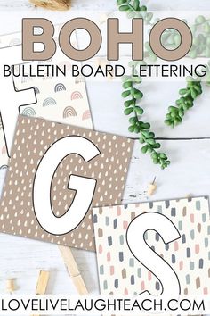 the letter g is for boho bulletin board lettering with free printable templates