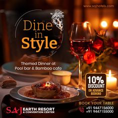 Dine In Style - SAJ Earth Resort Dine In, Wine Lovers, Dining Experiences, Best Hotels