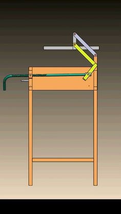 a drawing of a table sawing machine with the handle extended to it's side