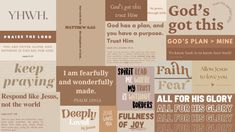 a collage of bible verses with different words