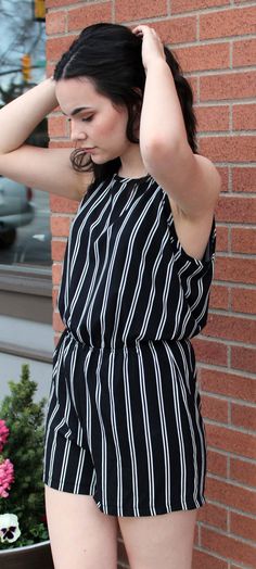 This very cute little Short Stripe Romper with elastic waistband is now available. We have it in the following 2 colors: Black with White Stripes Navy Blue with White Stripes 95% Polyester / 5% Spandex Made in Vietnam Black Summer Top With Elastic Waistband, Navy Romper, Romper Black, Striped Rompers, Black Romper, Fashion Inspiration, White Stripe, Blue Black, Old Navy