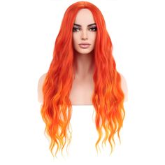 PRICES MAY VARY. 1.Color:Ombre Orange.There Will Be Small Difference Between The Images and Product Due to The Light & Monitor Setting. 2.Material: Heat Resistant Synthetic Fiber,Can Be Straight & Curled. Please Keep The Temperature Below 150. 3.Length:28 Inches/70cm(±2Inches/5cm). Measured From "Crown to End". 4.Silky & Soft, Just Like Your Own Hair, Exquisite Comfortable and Natural. 5.Easy to ‌Instal, Easy to Take Off. Saving You More Time. You Can Wear It In Seconds. 6.Wig Cap Size:Average Size-22 Inches. You Can Adjust The Size 1-1.5 Inches with The Elastic Straps, Will Fit Most Person. 
About MAGQOO Wig 
Fiber:High Quality Temperature Fiber, Heat Resistant Up to 150. 
Stylish Design: You Can Wear It for Cosplay Show, Costume Party, Role Playing, Halloween,Theme Activities, Daily Use Fire Wig, Hot Pink Wig, Blue Ombre Wig, Black And White Wig, Orange Wig, Rainbow Wig, Wavy Curls, Blue Wig, Long Curly Wig