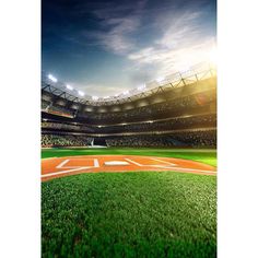 an image of a baseball field taken from behind a camera tripod with the sky in the background