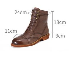 Gender: WomenType: BootMain Materials: CowhideInsole: PigskinSole: Rubber / soft soleType of Closure: Lace-upStyle: Daily, Casual, Retro Fall Lace-up Boots With Brogue Detailing And Round Toe, Fall Lace-up Brogue Boots With Round Toe, Fall Lace-up Boots With Brogue Detailing, Brown Cap Toe Lace-up Boots With Brogue Detailing, Winter Lace-up Boots With Brogue Detailing, Fitted Wingtip Leather Shoes For Fall, Fall Flat Heel Leather Shoes With Brogue Detailing, Fall Leather Shoes With Brogue Detailing And Flat Heel, Leather Lace-up Oxfords For Winter