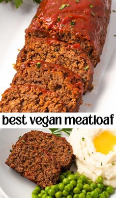 the best vegan meatloaf recipe with peas and mashed potatoes