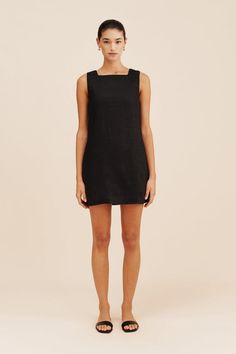 EMMA SHIFT DRESS - BLACK Destination Dress, Poppy Dress, Shift Dress Black, Mini Shift Dress, Black Crop Tops, High Neckline, Square Neckline, Signature Style, Get Dressed