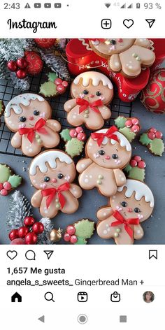 gingerbread cookies decorated with icing and christmas decorations