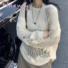 Y2K Aesthetic Long Sleeve Hollow Out Pullovers Harajuku Dark Academia Oversized Knitted Sweaters Autunm Gothic Grunge Jumpers[20231030]window.adminAccountId=243183710;