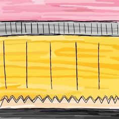 a drawing of some sort of structure that is yellow and pink with lines on it