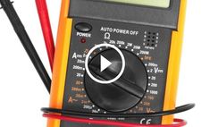 an electronic multimeter with two wires connected to it and the words auto power off below