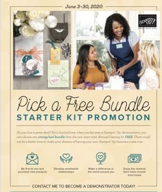 a flyer for the start - up kit promotion with an image of two women in aprons