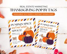 two pumpkin spice advertises for real estate marketing