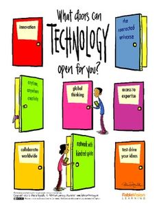 an open door with the words what doors can technology open for you? written on it