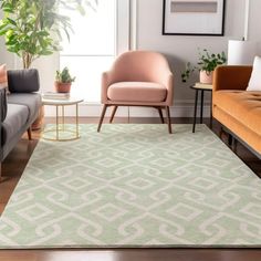 a living room filled with furniture and a rug