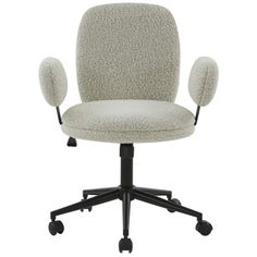 an office chair with wheels on the back and seat upholstered to the side