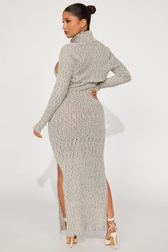 Available In Oatmeal. Sweater Maxi Dress Set Turtle Neck Sleeveless Side Slits Long Sleeve Cardigan Included Stretch 70% Cotton 28% Polyester 2% Metallic Yarn Imported | Ava Maxi Dress Set in Oatmeal size 1X by Fashion Nova Turtle Neck Sleeveless, Oatmeal Sweater, Sweater Maxi Dress, Metallic Yarn, Xl Fashion, Dress Set, Sleeve Cardigan, Sleeveless Sweater, Long Sleeve Cardigan