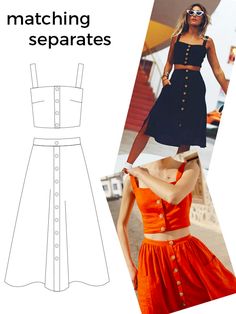 the sewing pattern for this dress is easy to sew and has buttons on it