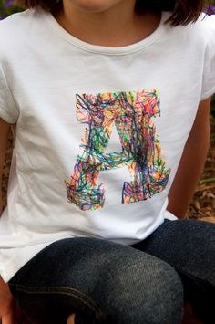 Nest Craft, Fabric Paint Shirt, T Shirt Tutorial, Freezer Paper Stenciling, Shirt Tutorial, Girl Scout Ideas, Paint Shirts, T Shirt Painting, Childrens Drawings