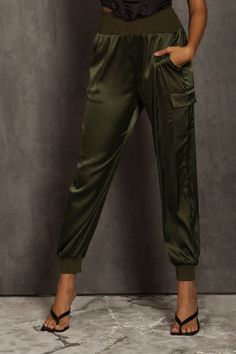 Satin Cargo Pants, Pants Large, Must Have Items, Satin Material, Swimwear Sale, Great Outdoors, Satin Fabric, The Great Outdoors, Cargo Pants