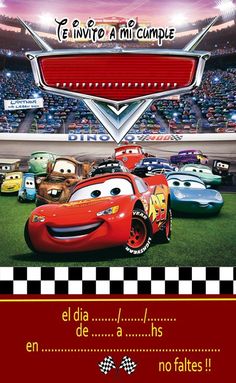 the poster for cars 3 is shown in spanish