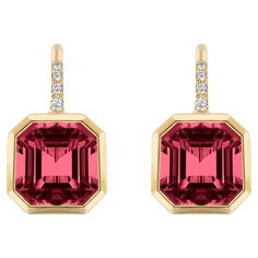 Elevate your style with these exquisite earrings featuring a stunning 9 x 9 mm Asscher-cut Garnet gemstone. Expertly set on a delicate wire of 18K Gold, these earrings are adorned with four dazzling Diamonds, adding a touch of luxury and sparkle to your everyday attire. Their versatile design seamlessly transitions from a chic daytime accessory to an elegant statement piece for a night out. Embrace the beauty and versatility of these earrings, enhancing your style with timeless elegance. * Gemst Luxury Elegant Garnet Earrings, Luxury Octagon Gemstone Earrings, Elegant Octagon 14k Gold Earrings, Formal Octagon Gemstone Earrings, Elegant Octagon Earrings For Formal Occasions, Classic Octagon Gemstone Earrings, Elegant Octagon Gemstone Earrings, Octagon 14k Gold Fine Jewelry Earrings, 14k Gold Octagon Fine Jewelry Earrings