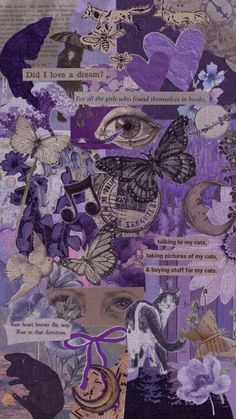 an altered collage with purple and white images