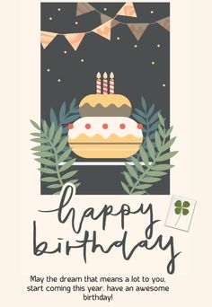 a birthday card with a cake on it